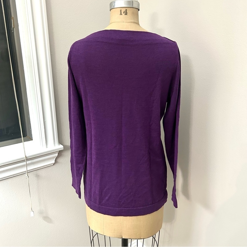 Eileen Fisher Women’s Purple Wool Boatneck Long Sleeve Tunic Sweater Sz L - Picture 5 of 12